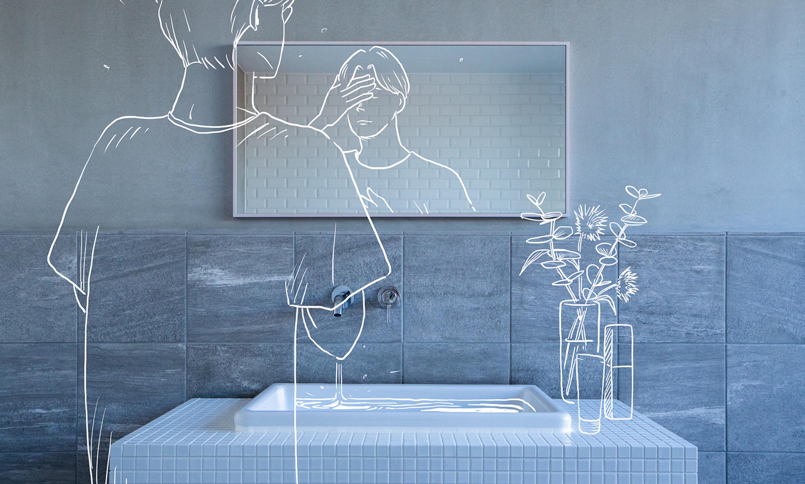 実際に水を使った撮影が出来るバスルーム